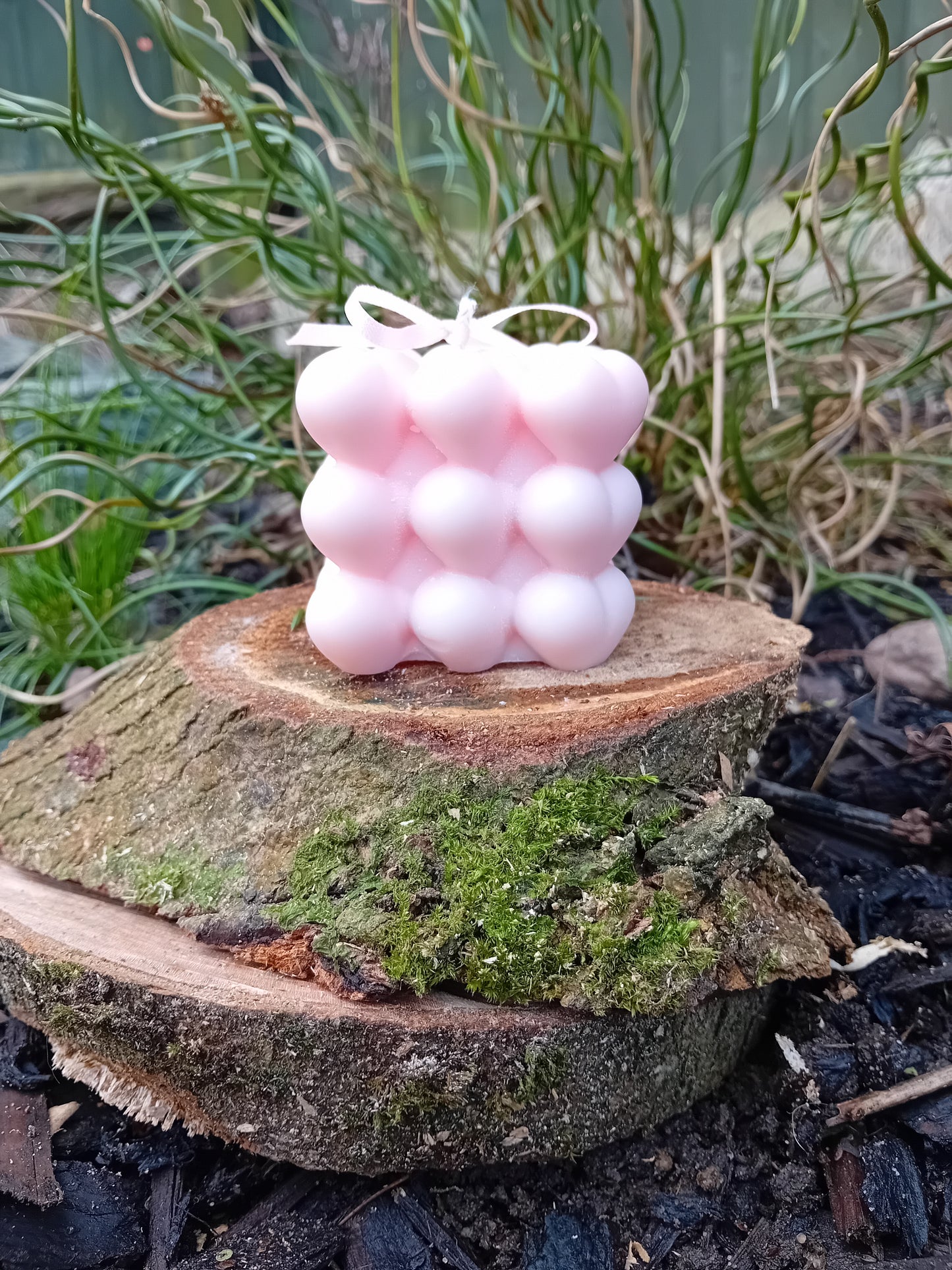 Fragranced Heart Bubble Candle - Pink