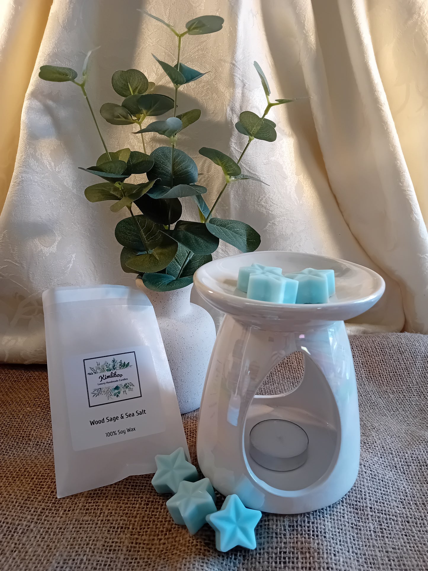 Wood Sage & Sea Salt light blue star wax melts