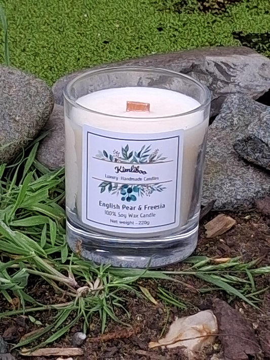 English Pear & Freesia Scented Wood Wick Candle