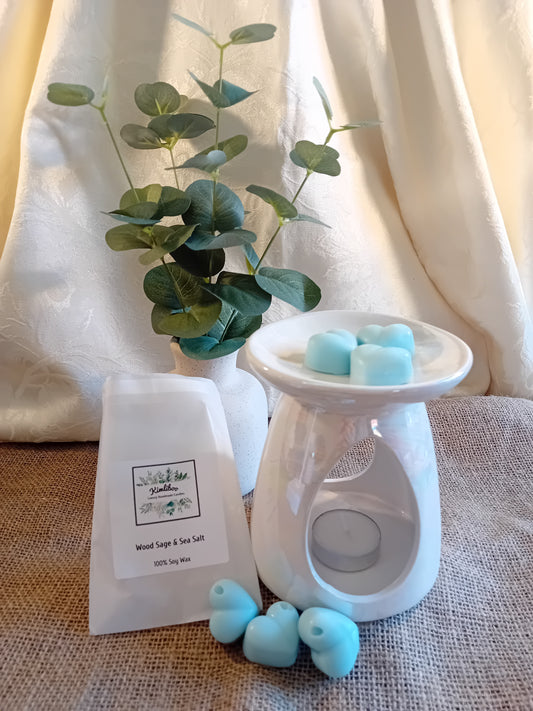 Wood Sage & Sea Salt light blue heart wax melts