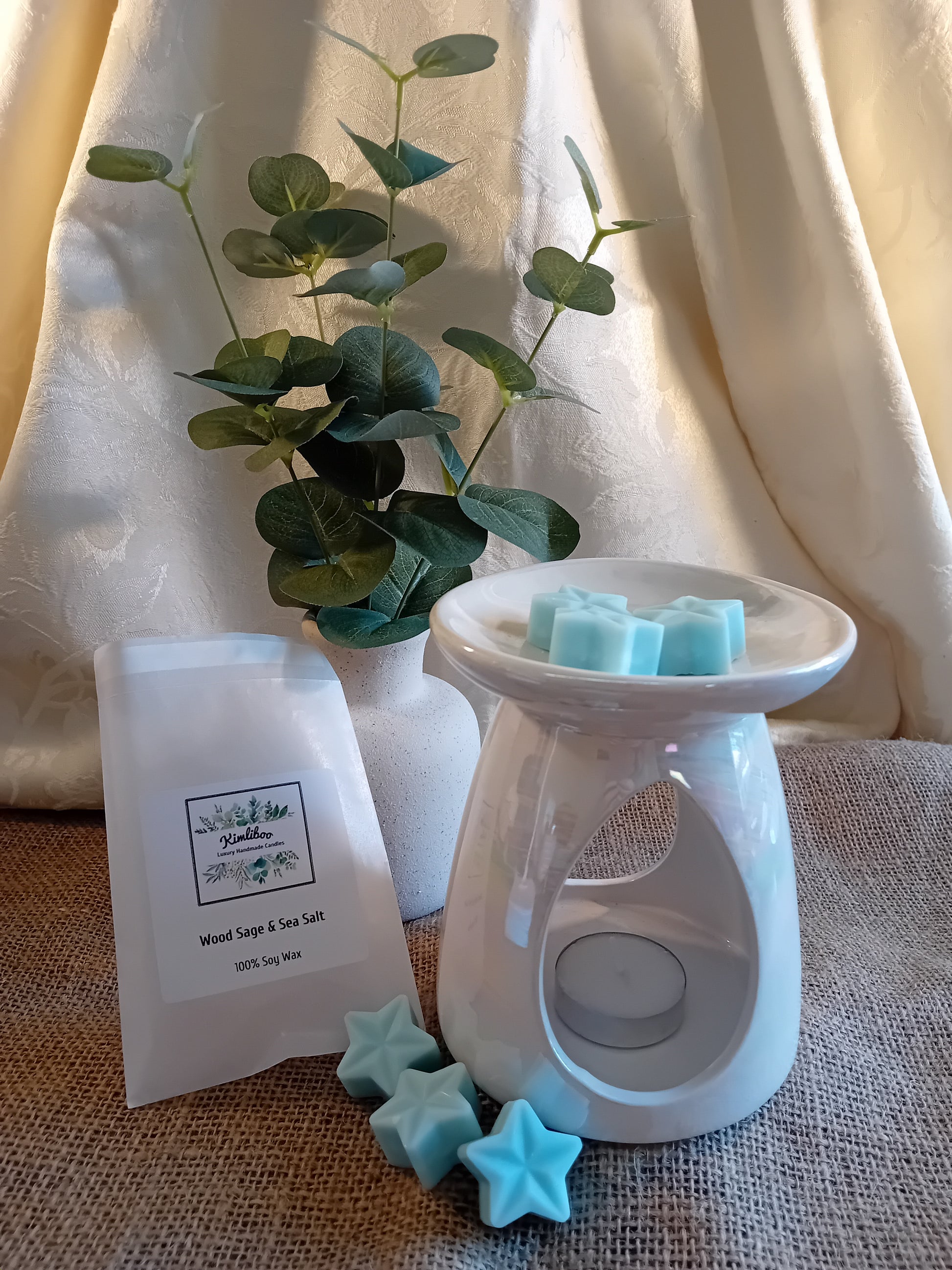 Wood Sage & Sea Salt light blue star wax melts