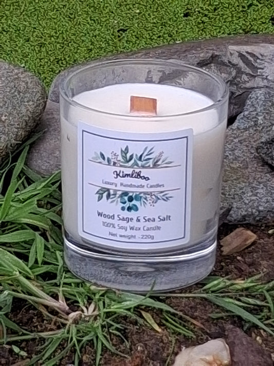 Wood Sage & Sea Salt Scented Wood Wick Candle