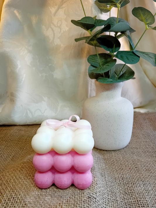 Scented ombre pink bubble cande le